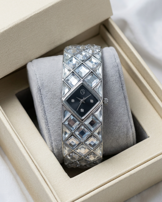 Swarovsk_i Curiosa Bangle Silver To Black