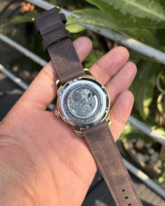 Tommmy Hilfige_r Automatic Leather DarkBrown-Gold-White