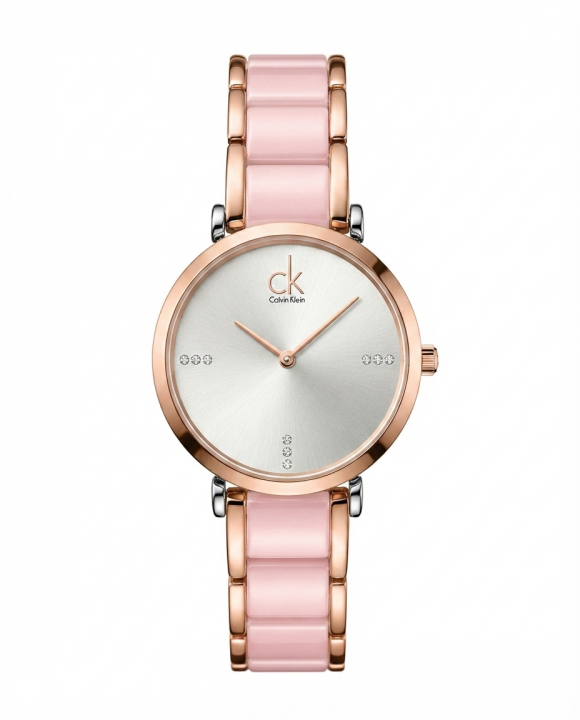 Cal.vin Kleii_n minimalist Rose Gold Two Tone white Dail
