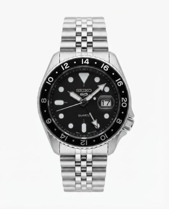 Sei.ko Gmt Master silver Black Dial