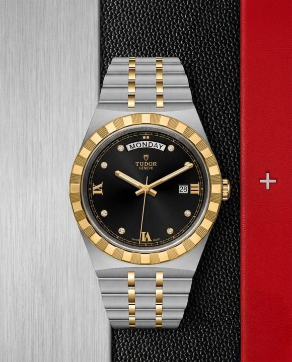 Tu.dor Royal Automatic 2 ton gold black Diamond
