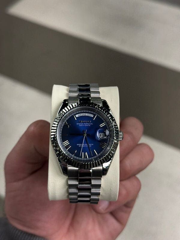 Sei.ko Oyster Perpetual Day Date Movment Like Automatic Silver-Blue