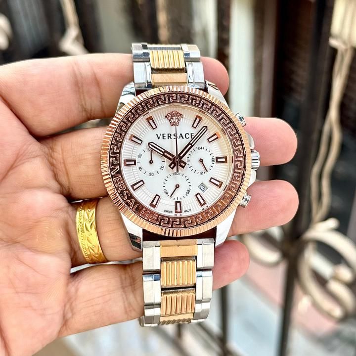 Ver.sace Greca Action Chronograph 2 ton copper white