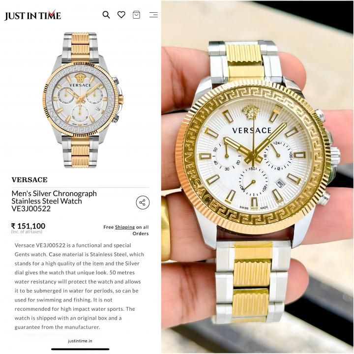 Ver.sace Greca Action Chronograph 2 ton gold white