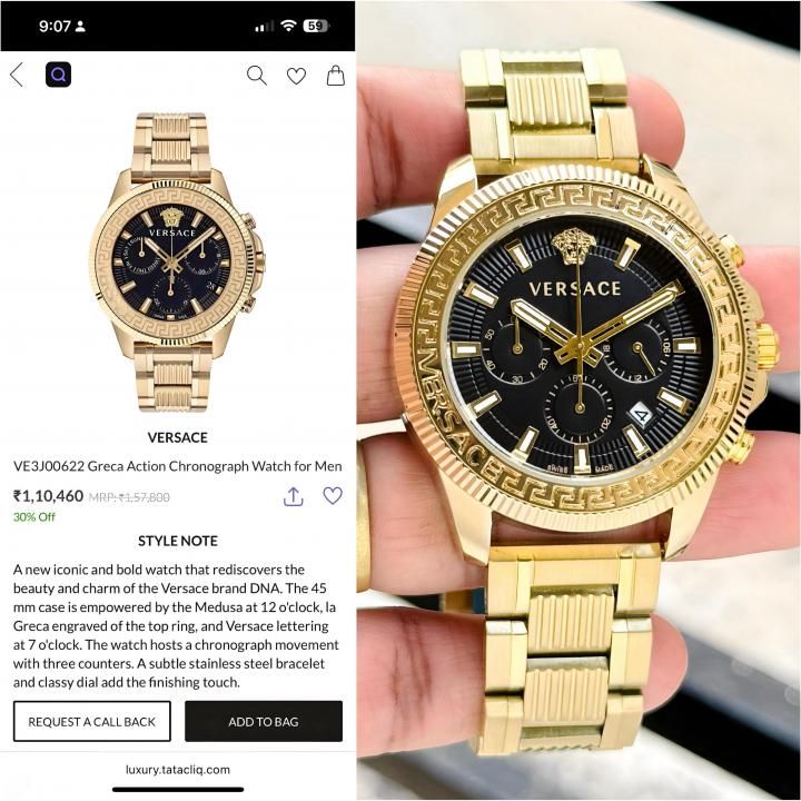 Ver.sace Greca Action Chronograph gold black