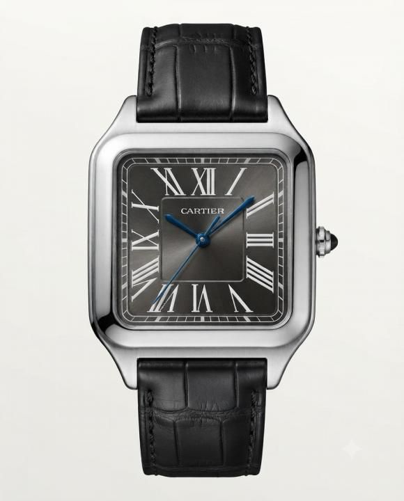 Cartiee_r Santos Dumont Square Silver Black Dial