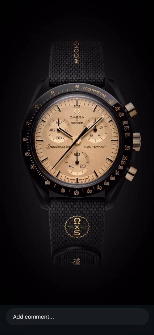 Omegha Swach Speedmaster 1969 Black Gold