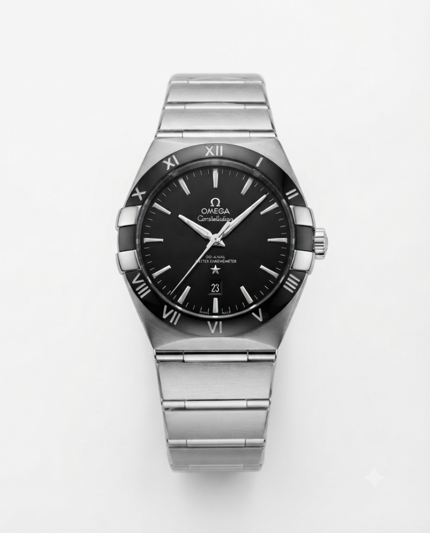 Omegg_a Constellation Co-Axial Chornometer Silver Black Dial