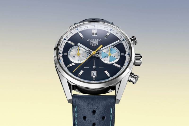 TAG Heuuer Carrera Chronograph blue brown and white