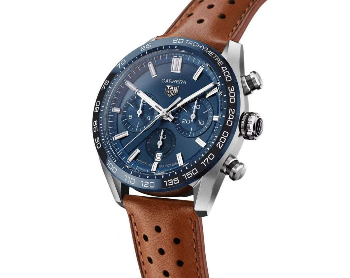 TAG Heuuer Carrera Chronograph brown and blue