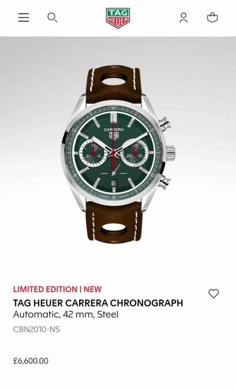 TAG Heuuer Carrera Chronograph x Festival of Speed  brown and green