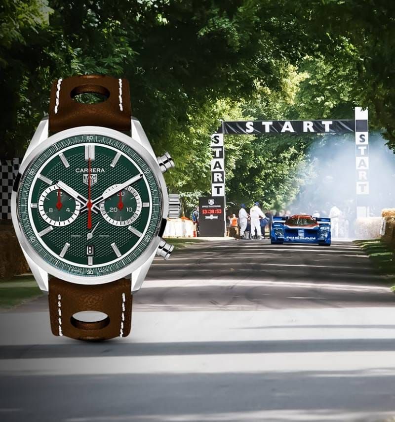 TAG Heuuer Carrera Chronograph x Festival of Speed  brown and green