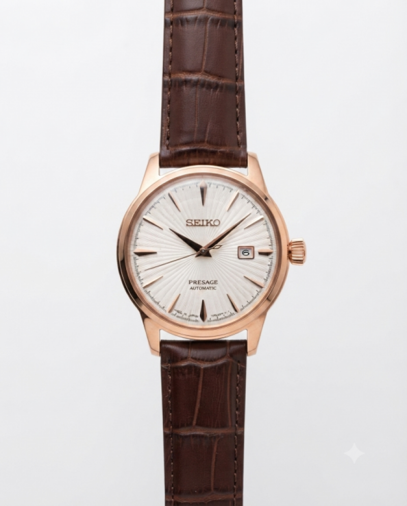 Sei.ko Presage Automatic Leather copper White Dial