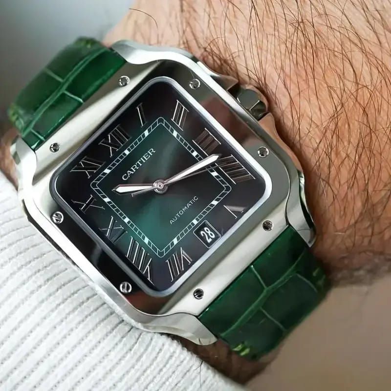 Cartiie_r Santos Automatic green Roman ank
