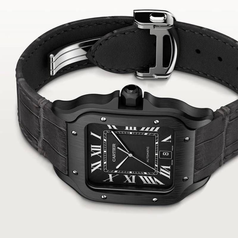 Cartiie_r Santos Automatic black Roman ank