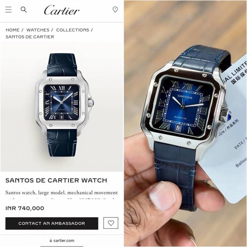 Cartiie_r Santos Automatic blue Roman ank