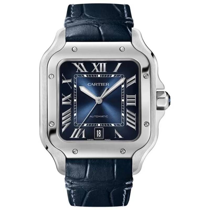 Cartiie_r Santos Automatic blue Roman ank