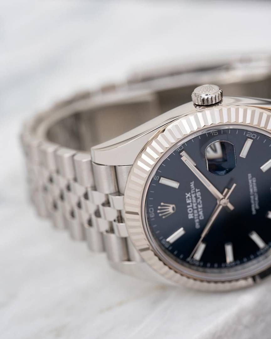 Rolee_x Oyster Perpetual Date Just Silver Blue