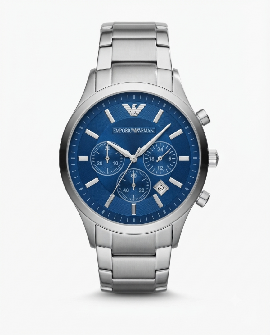 Em.porio Arrwa%! Classic Silver Blue Dial