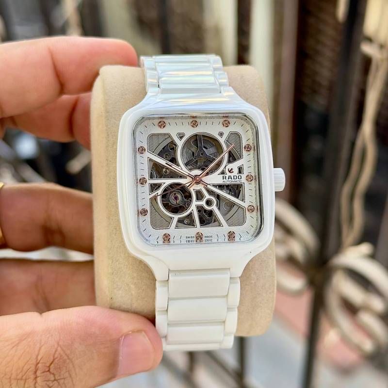 Radd_o True Square Automatic Ceramic White Copper Diamond