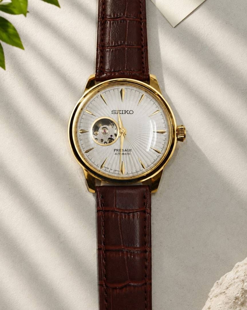 Se.iko Presage Automatic Brown Gold White Dial