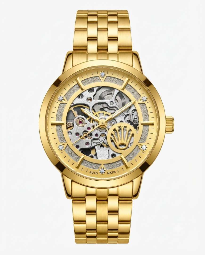 Rollex Mechanical Automatic Golden Watch