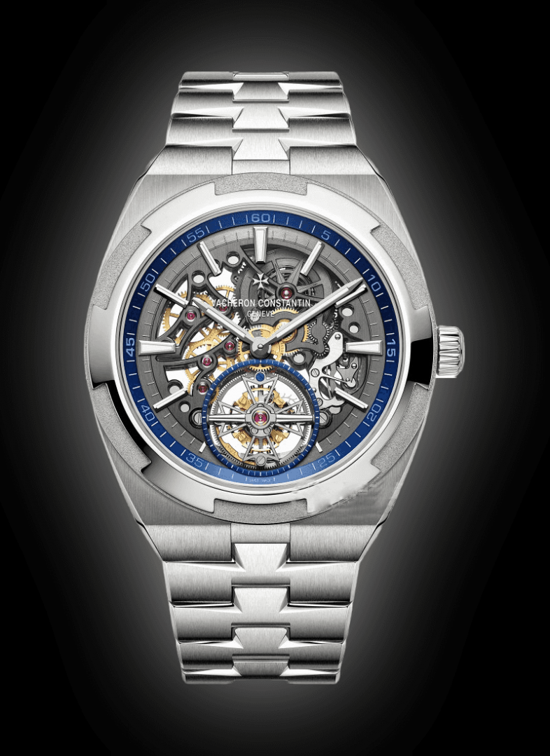 Vach.eron Constentin Overseas Tourbillon Skeleton silver blue