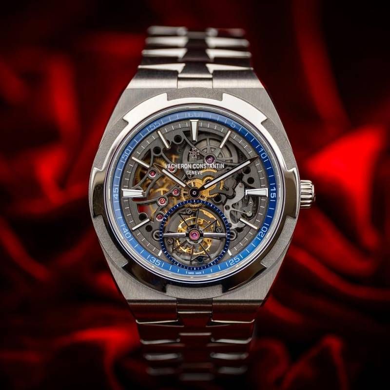 Vach.eron Constentin Overseas Tourbillon Skeleton silver blue
