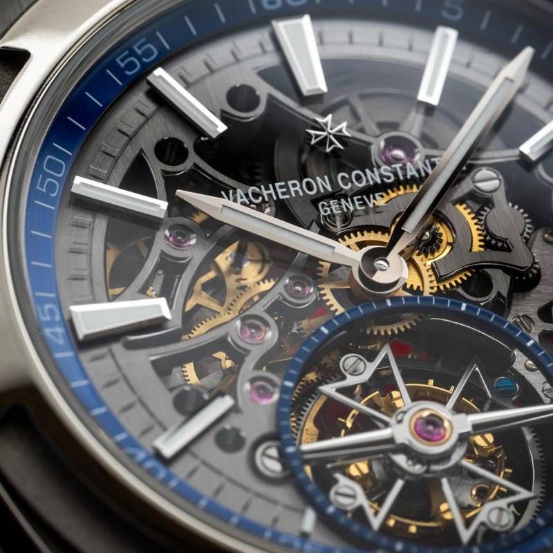 Vach.eron Constentin Overseas Tourbillon Skeleton silver blue