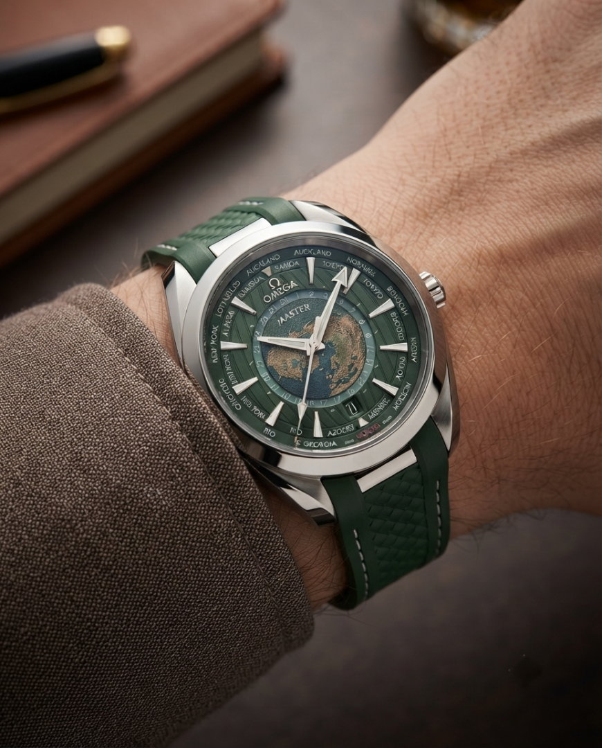 Omegha Seamaster Aqua Terra world map Green