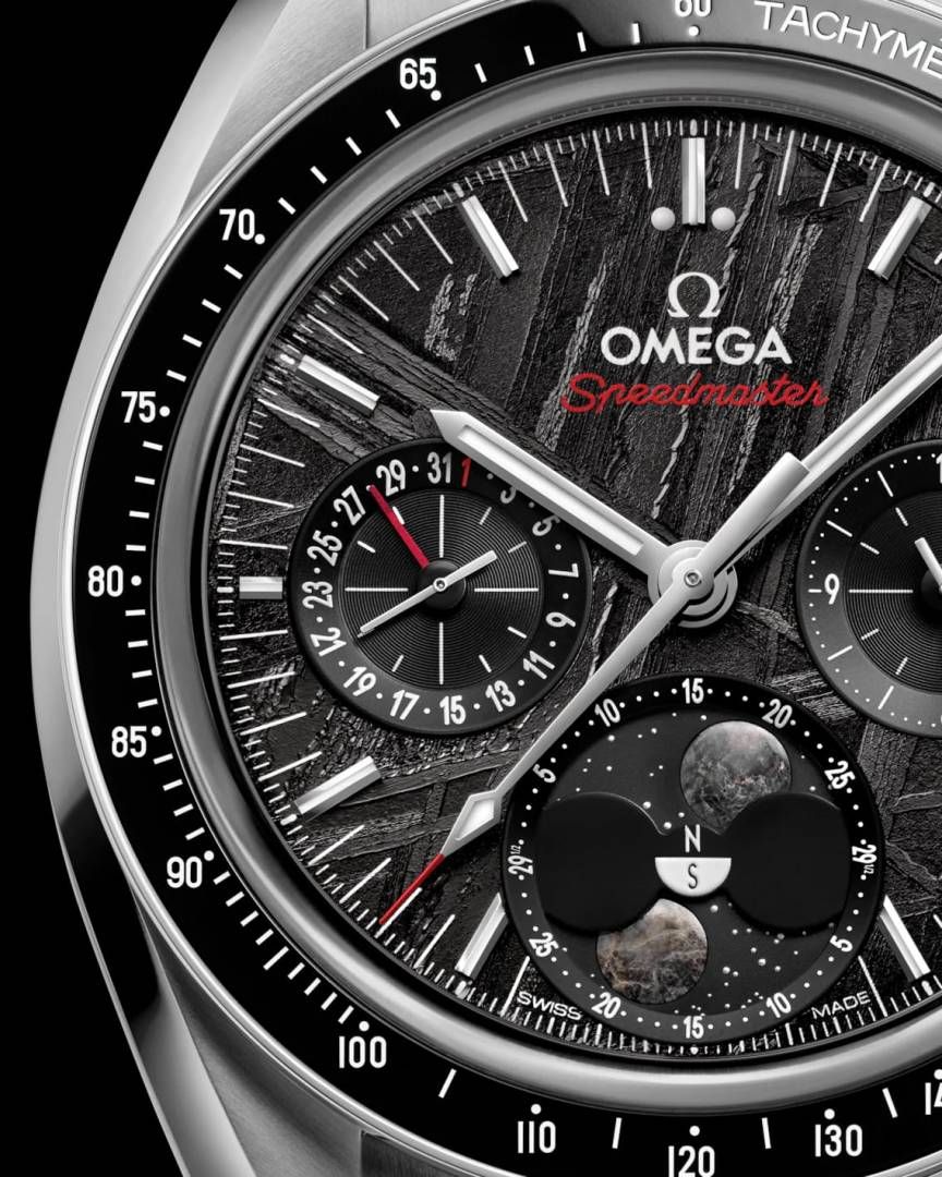 Omegha Speedmaster  Moonphase Meteorite siler black design