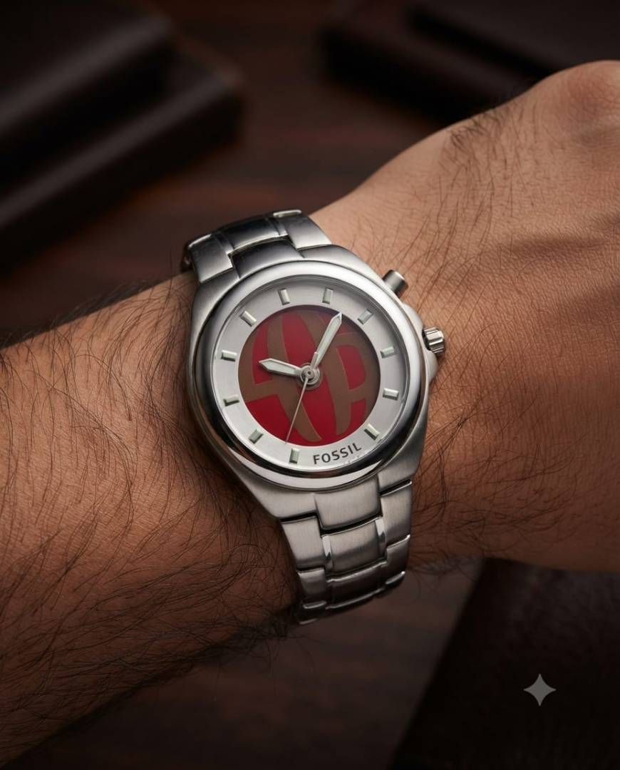 Fosil Digital Round Red-White Dial