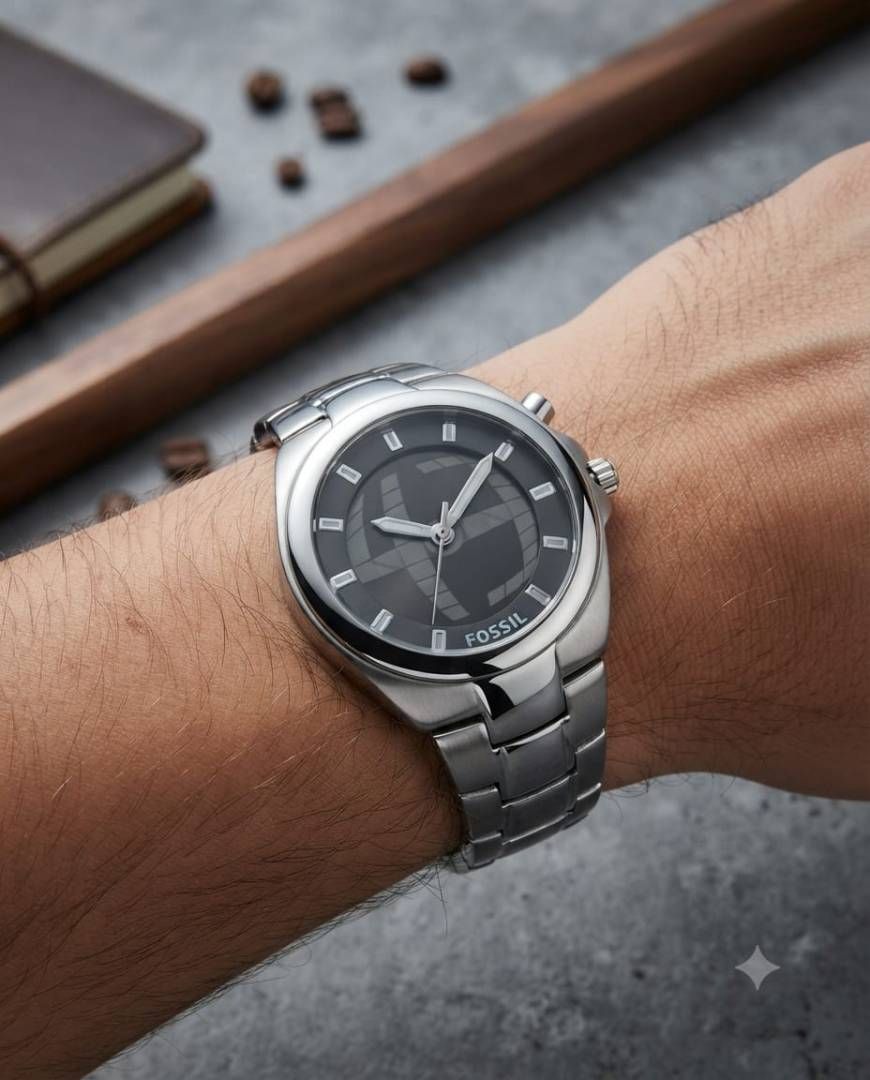 Fosil Digital Round Silver-Black Dial