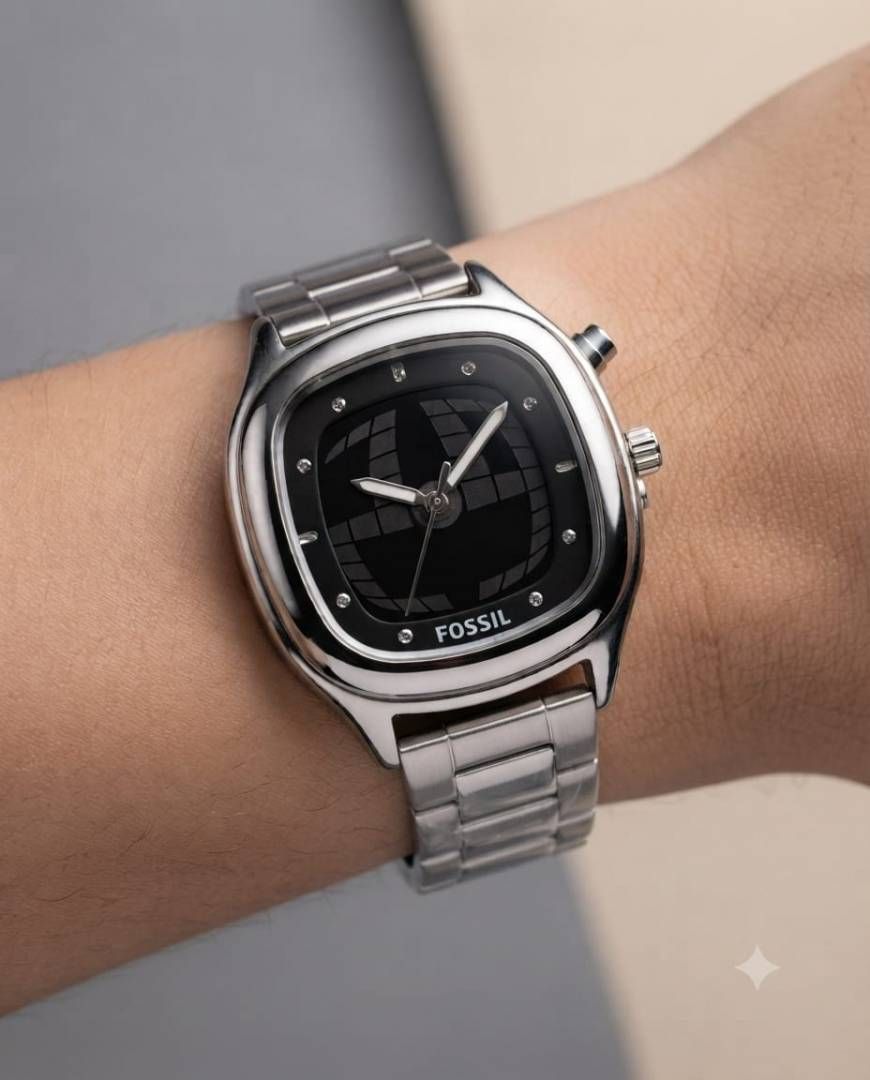 Fosil Digital Square Silver-Black