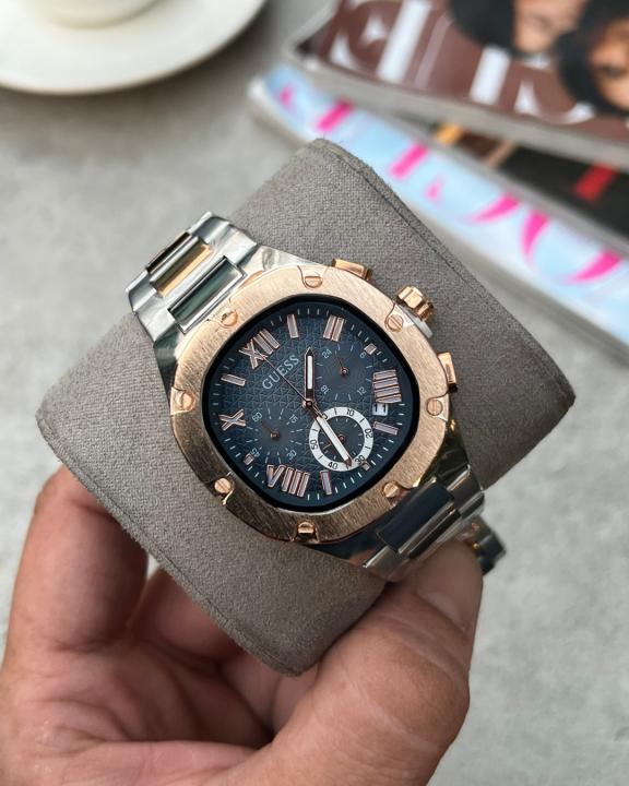 Gu.ess Square Chronograph 2Ton-Copper-Blue