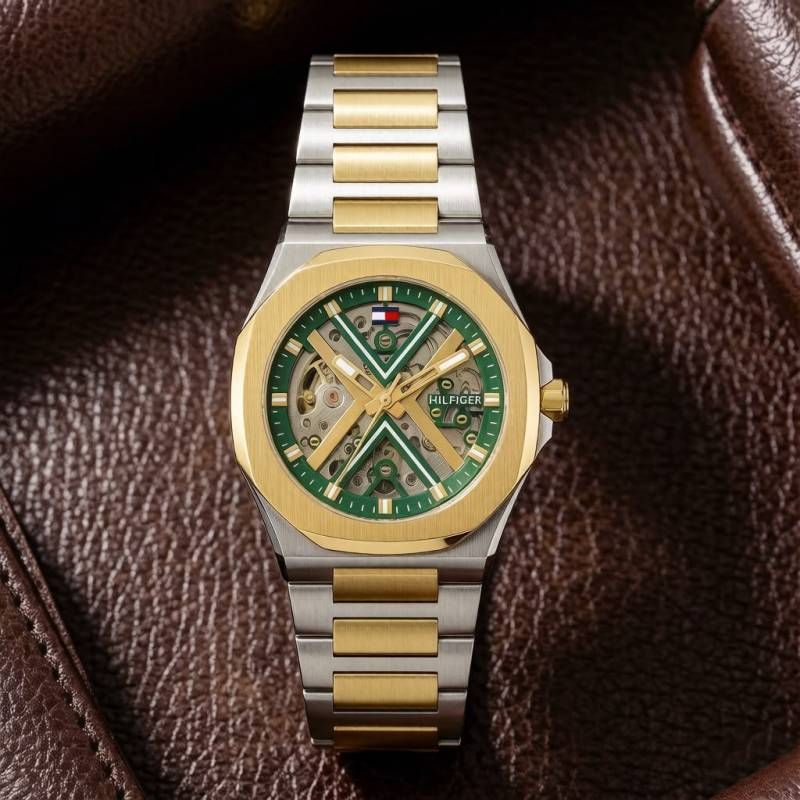 Tommmy Hilfige_r Skeleton Automatic 2Ton-Gold-Green