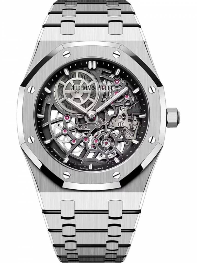 Audemar Piguet Royal Oak Jumbo Extra-Thin Openworked silver Black