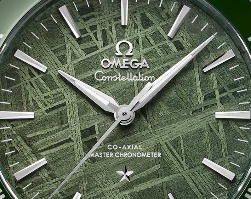Omegha Constellation 41 mm Meteorite Watch silver green design