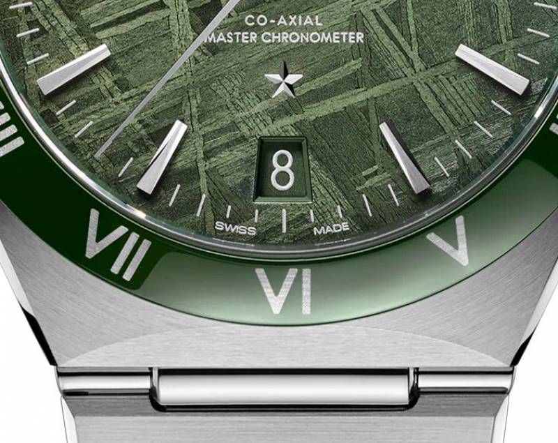 Omegha Constellation 41 mm Meteorite Watch silver green design