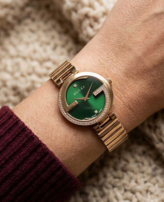 Guchi Interlocking G Rose-Gold Green