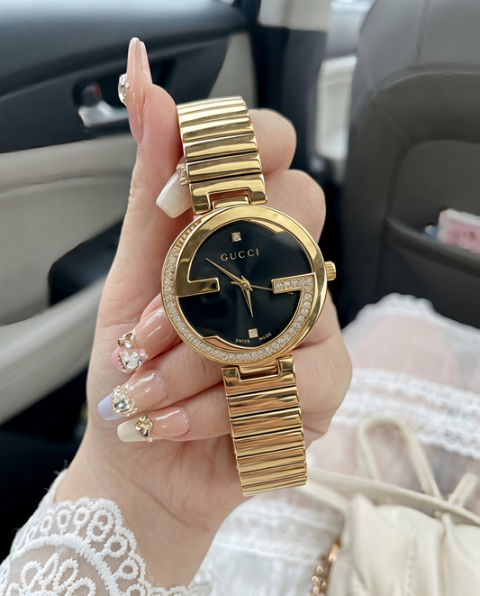 Guchi Interlocking G Gold-Black