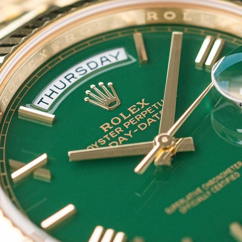 Rolee_x Oyster Perpetual Day Date 40 Battery Gold- Plain Green