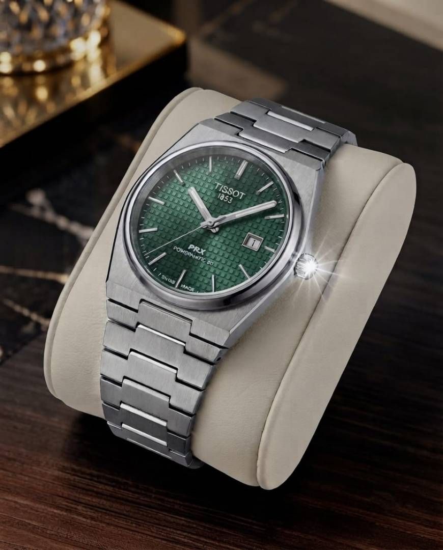 Tissoo_t 1853 PRX Textured Silver Green Dial