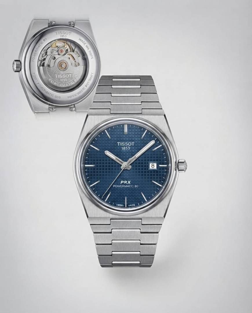 Tissoo_t 1853 Prx Automatic Top Quality  silver dark blue