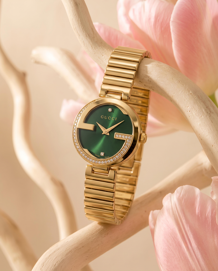 Guchi Interlocking G Gold Green