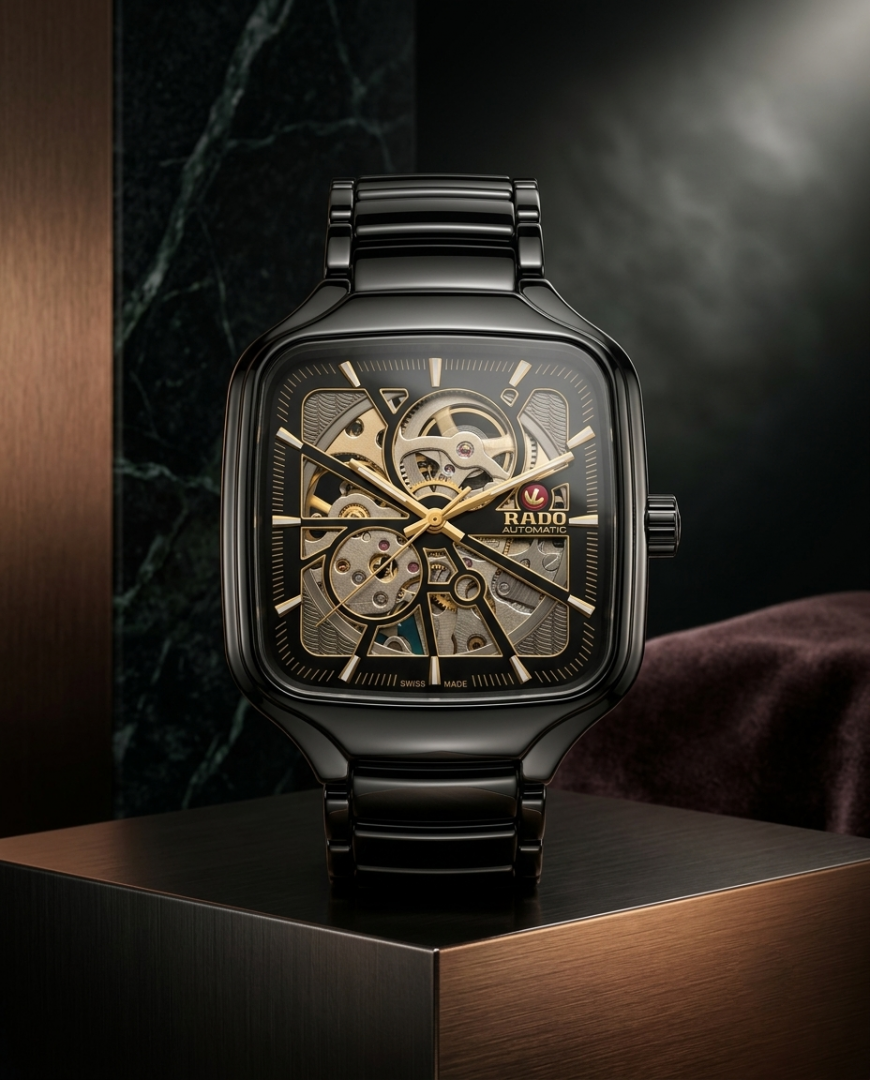 Raado True Square Automatic Open Heart Black