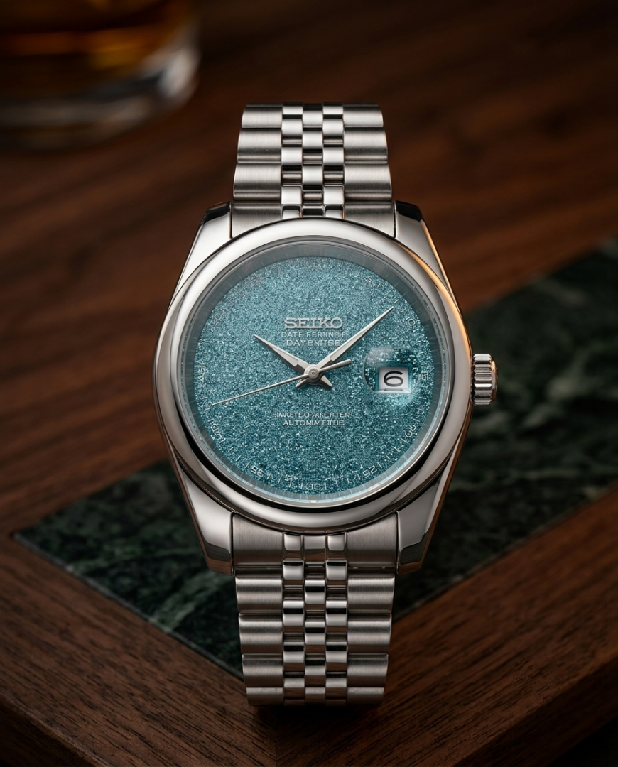 Sei.ko Galaxy Oyster Perpetual Date Just Silver Blue Dial