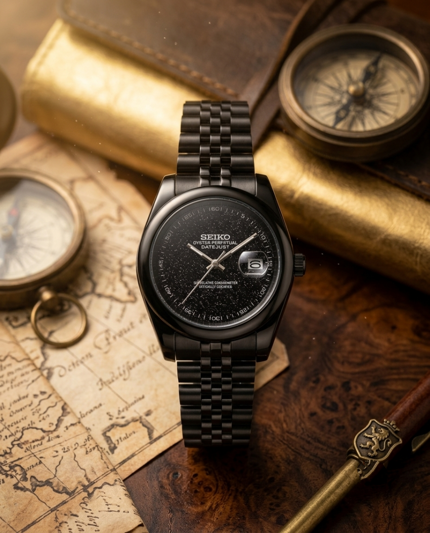 Sei.ko Galaxy Oyster Perpetual Date Just Full Black