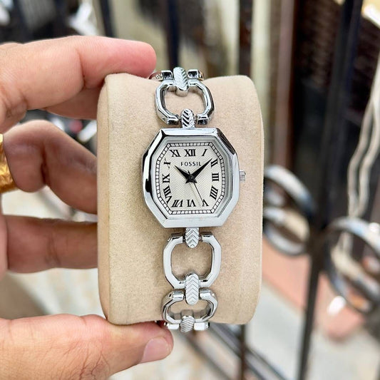 Fosil Harlow Silver..White