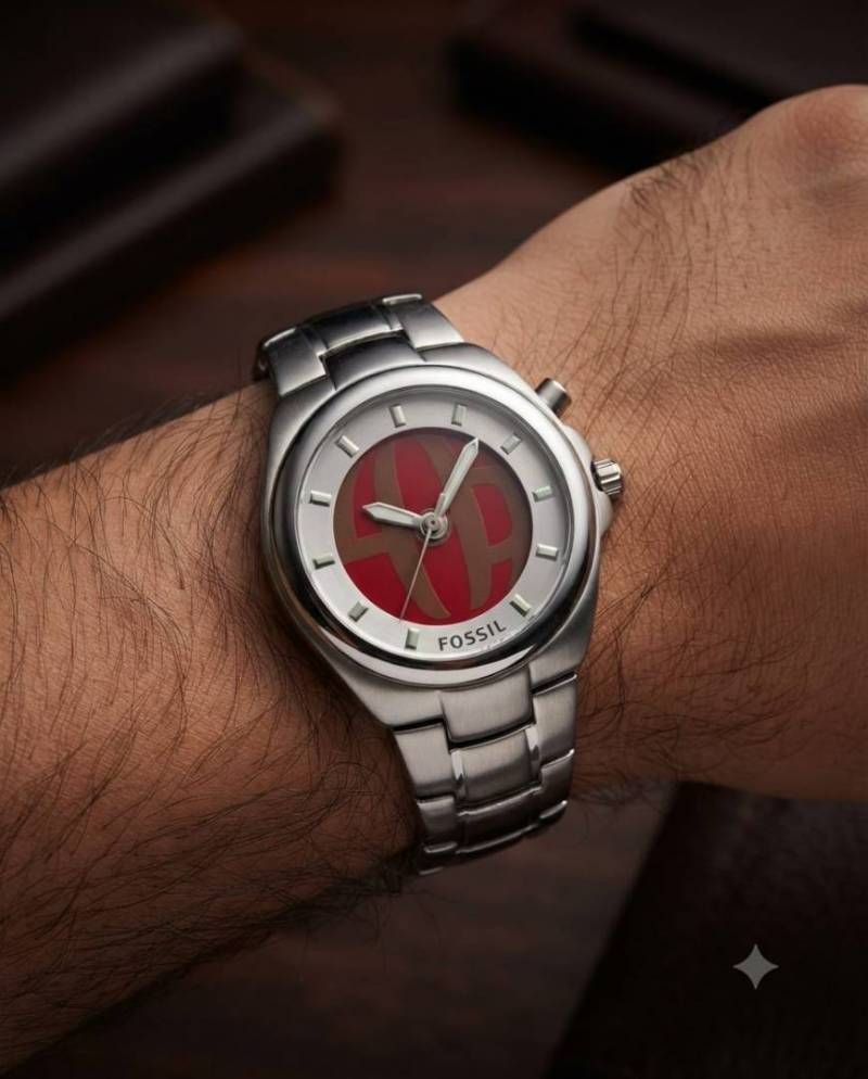 Fosil Digital Round Red-White Dial